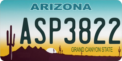 AZ license plate ASP3822