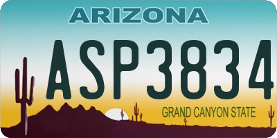 AZ license plate ASP3834