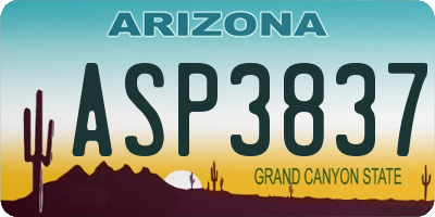 AZ license plate ASP3837