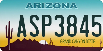 AZ license plate ASP3845