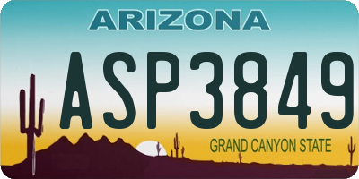 AZ license plate ASP3849