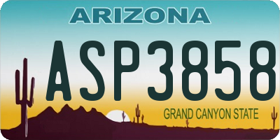 AZ license plate ASP3858