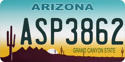 AZ license plate ASP3862