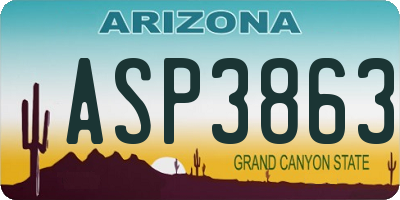 AZ license plate ASP3863