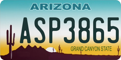 AZ license plate ASP3865