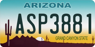 AZ license plate ASP3881