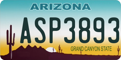AZ license plate ASP3893
