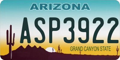 AZ license plate ASP3922