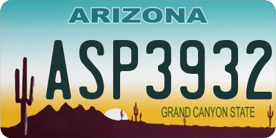 AZ license plate ASP3932