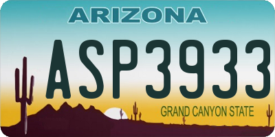 AZ license plate ASP3933