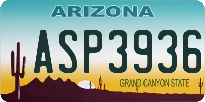 AZ license plate ASP3936