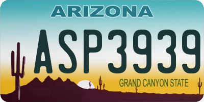 AZ license plate ASP3939