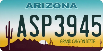 AZ license plate ASP3945