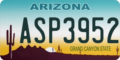 AZ license plate ASP3952