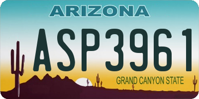 AZ license plate ASP3961