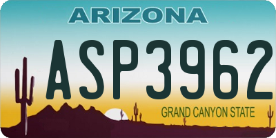 AZ license plate ASP3962