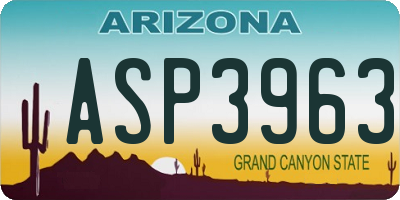 AZ license plate ASP3963