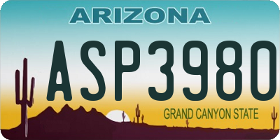 AZ license plate ASP3980