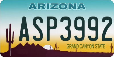 AZ license plate ASP3992
