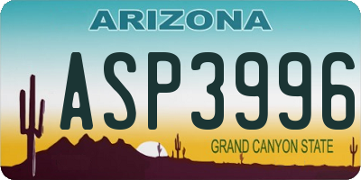 AZ license plate ASP3996