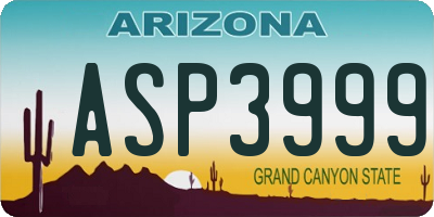 AZ license plate ASP3999