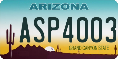 AZ license plate ASP4003