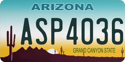 AZ license plate ASP4036