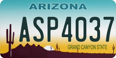 AZ license plate ASP4037