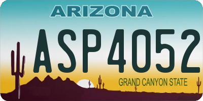 AZ license plate ASP4052