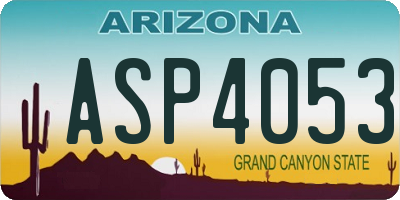 AZ license plate ASP4053