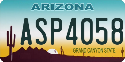 AZ license plate ASP4058