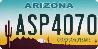 AZ license plate ASP4070
