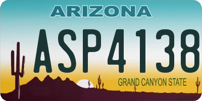 AZ license plate ASP4138