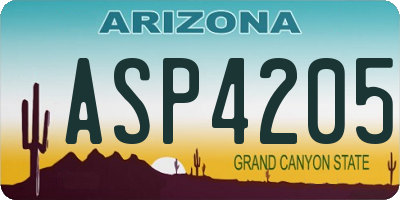 AZ license plate ASP4205