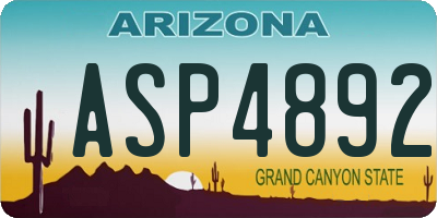 AZ license plate ASP4892