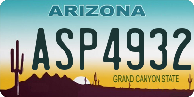 AZ license plate ASP4932