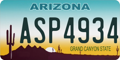 AZ license plate ASP4934