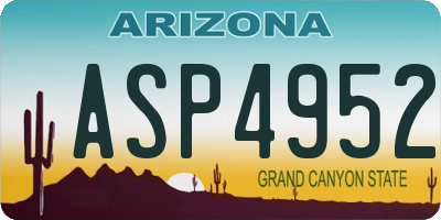 AZ license plate ASP4952