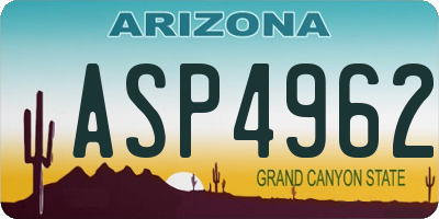 AZ license plate ASP4962