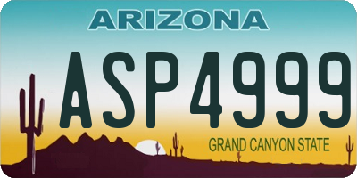 AZ license plate ASP4999