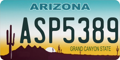 AZ license plate ASP5389