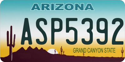 AZ license plate ASP5392