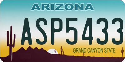 AZ license plate ASP5433