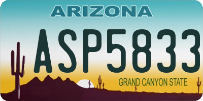 AZ license plate ASP5833