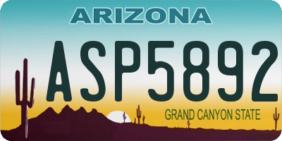 AZ license plate ASP5892
