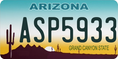 AZ license plate ASP5933