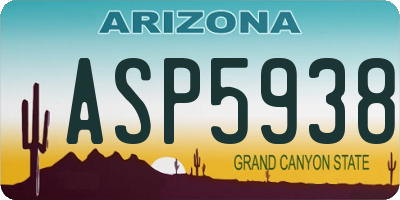 AZ license plate ASP5938