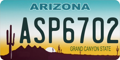 AZ license plate ASP6702