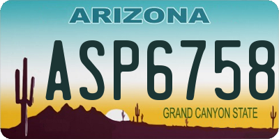 AZ license plate ASP6758