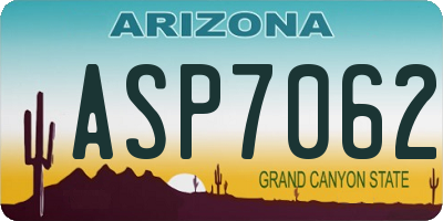 AZ license plate ASP7062
